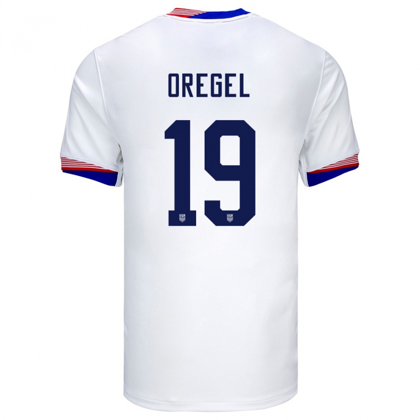 Kinder Vereinigte Staaten Sergio Oregel #19 Weiß Heimtrikot Trikot 24-26 T-Shirt Schweiz