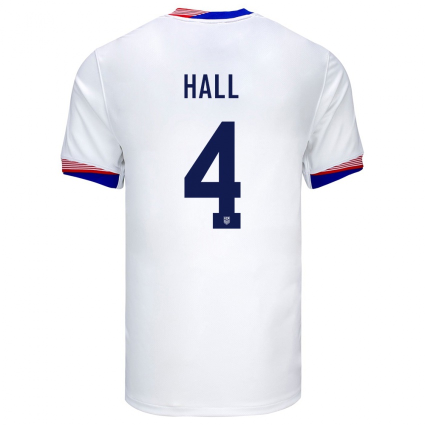 Enfant Maillot États-Unis Tyler Hall #4 Blanc Tenues Domicile 24-26 T-Shirt Suisse