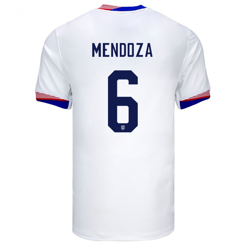 Kinder Vereinigte Staaten Edwyn Mendoza #6 Weiß Heimtrikot Trikot 24-26 T-Shirt Schweiz