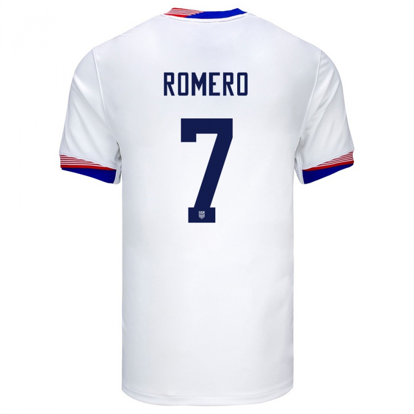 Kinder Vereinigte Staaten Brian Romero #7 Weiß Heimtrikot Trikot 24-26 T-Shirt Schweiz