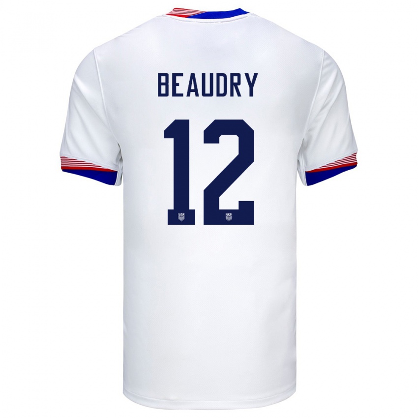 Enfant Maillot États-Unis Adam Beaudry #12 Blanc Tenues Domicile 24-26 T-Shirt Suisse