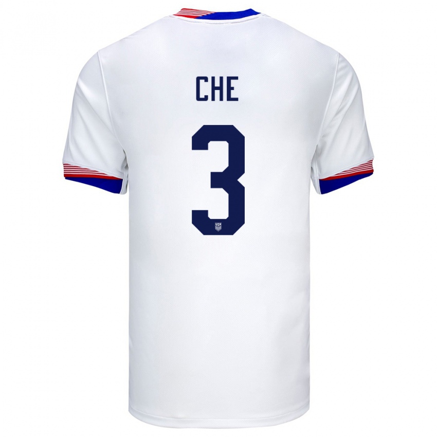 Kinder Vereinigte Staaten Justin Che #3 Weiß Heimtrikot Trikot 24-26 T-Shirt Schweiz