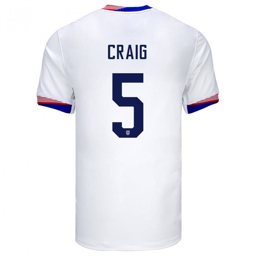 Kinder Vereinigte Staaten Brandan Craig #5 Weiß Heimtrikot Trikot 24-26 T-Shirt Schweiz