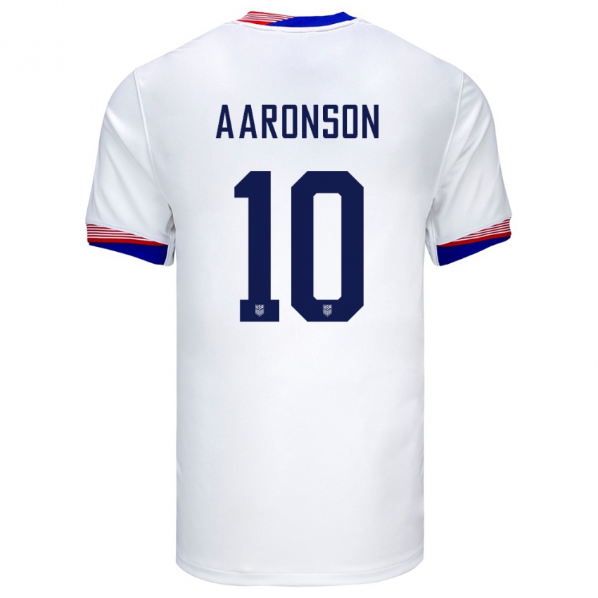 Kinder Vereinigte Staaten Paxten Aaronson #10 Weiß Heimtrikot Trikot 24-26 T-Shirt Schweiz