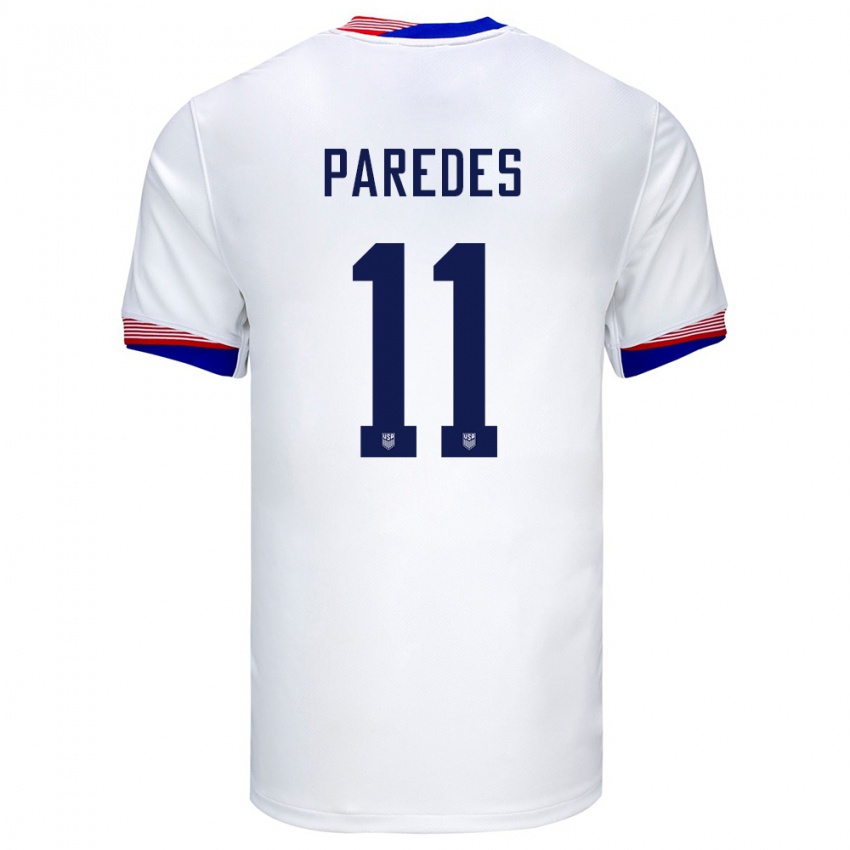 Enfant Maillot États-Unis Kevin Paredes #11 Blanc Tenues Domicile 24-26 T-Shirt Suisse