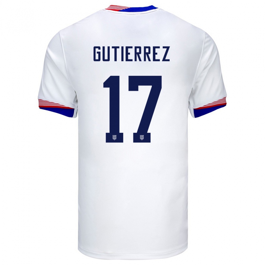 Kinder Vereinigte Staaten Brian Gutierrez #17 Weiß Heimtrikot Trikot 24-26 T-Shirt Schweiz