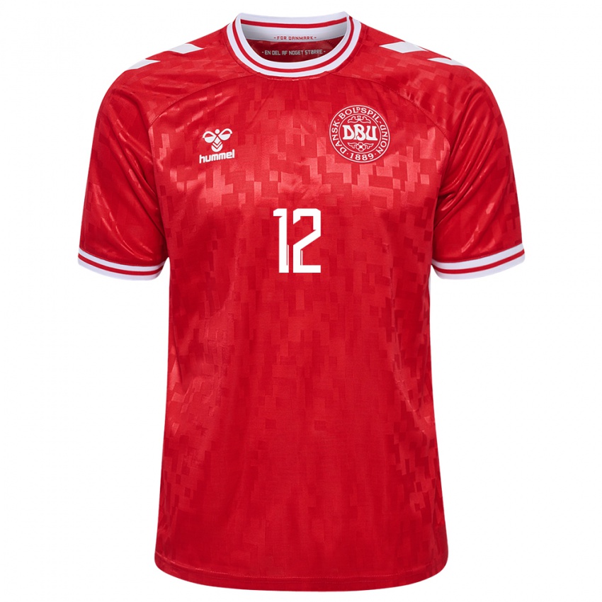 Enfant Maillot Danemark Kasper Dolberg #12 Rouge Tenues Domicile 24-26 T-Shirt Suisse