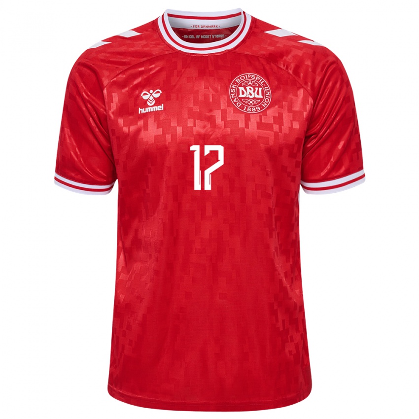 Kinder Dänemark Nicolas Madsen #17 Rot Heimtrikot Trikot 24-26 T-Shirt Schweiz