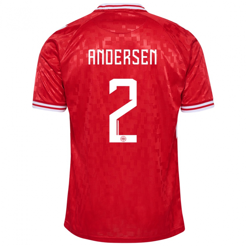 Kinder Dänemark Joachim Andersen #2 Rot Heimtrikot Trikot 24-26 T-Shirt Schweiz