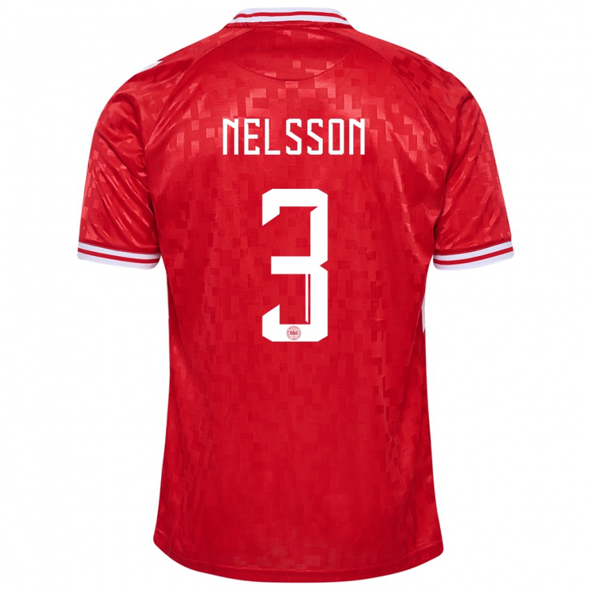 Enfant Maillot Danemark Victor Nelsson #3 Rouge Tenues Domicile 24-26 T-Shirt Suisse