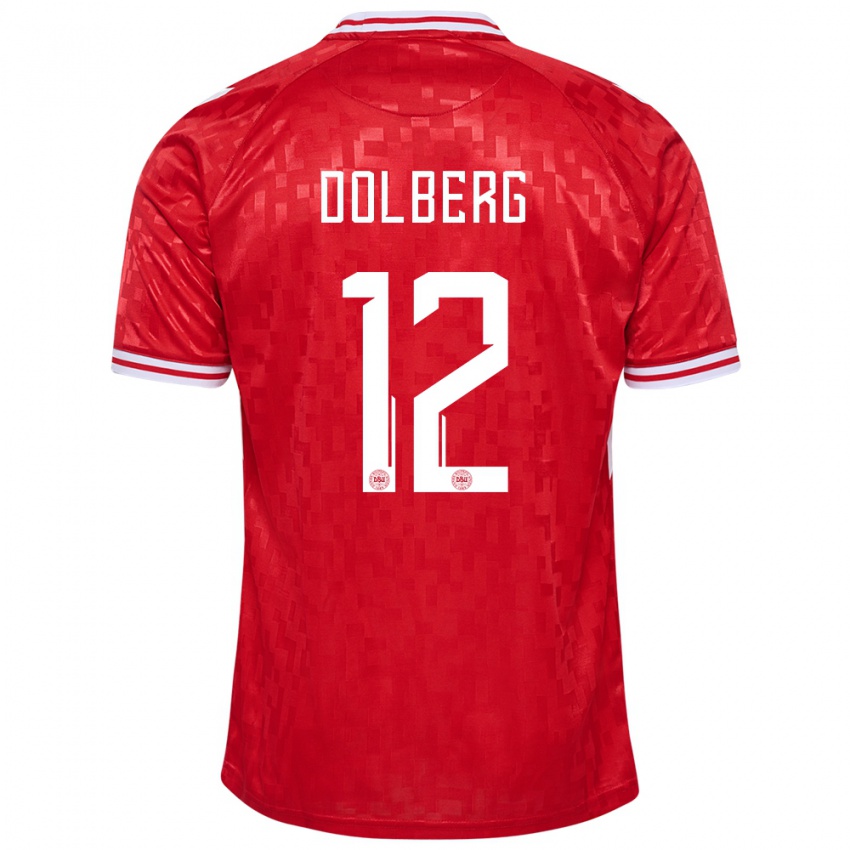 Enfant Maillot Danemark Kasper Dolberg #12 Rouge Tenues Domicile 24-26 T-Shirt Suisse