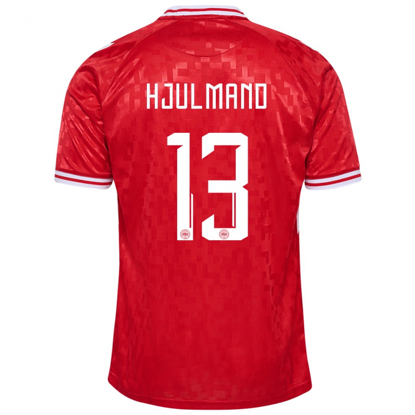 Kinder Dänemark Morten Hjulmand #13 Rot Heimtrikot Trikot 24-26 T-Shirt Schweiz