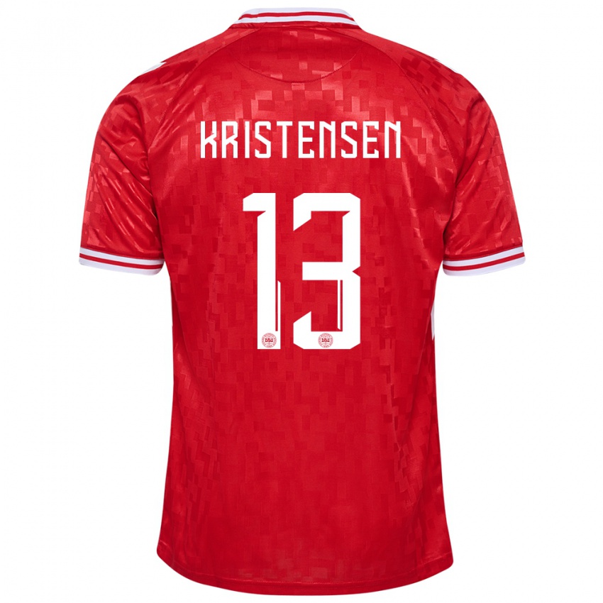 Enfant Maillot Danemark Rasmus Kristensen #13 Rouge Tenues Domicile 24-26 T-Shirt Suisse