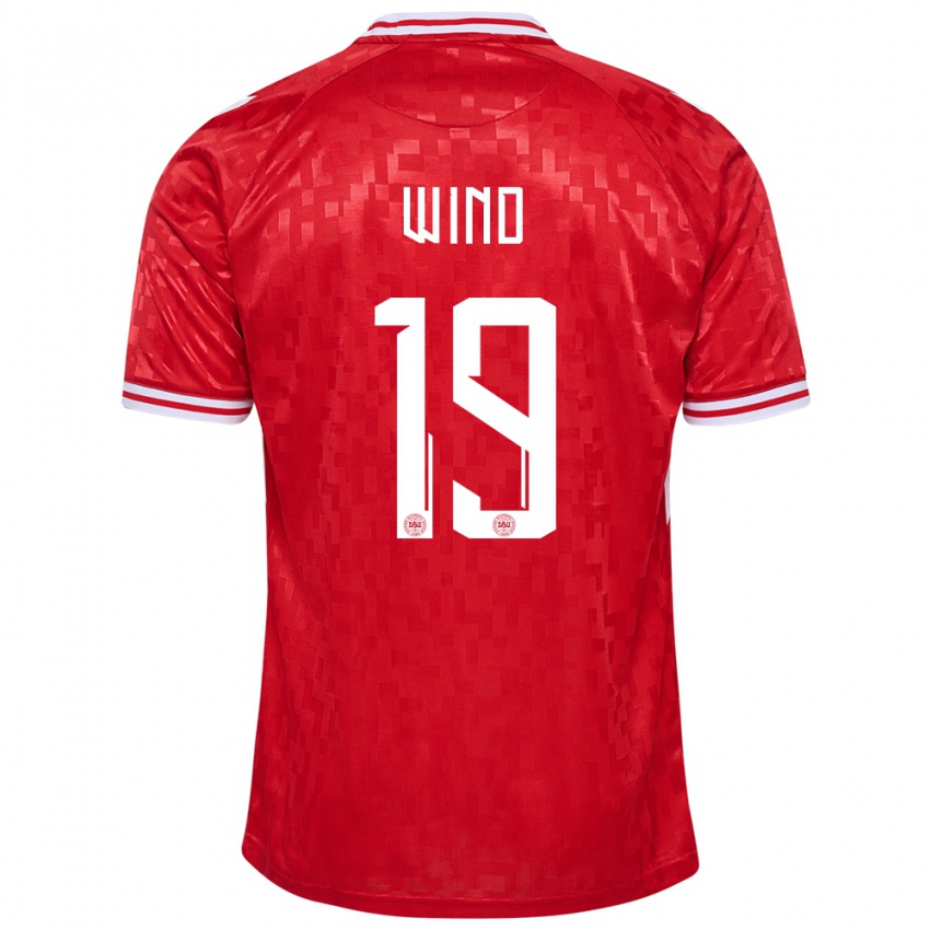 Kinder Dänemark Jonas Wind #19 Rot Heimtrikot Trikot 24-26 T-Shirt Schweiz