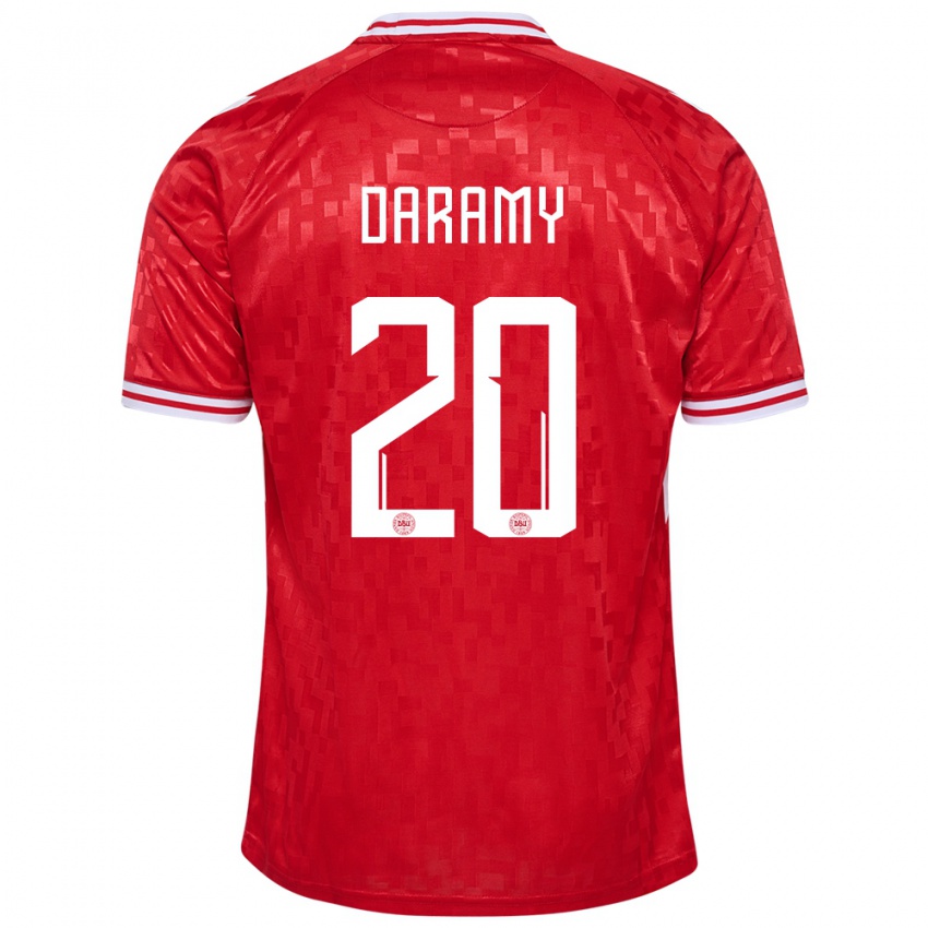Kinder Dänemark Mohamed Daramy #20 Rot Heimtrikot Trikot 24-26 T-Shirt Schweiz
