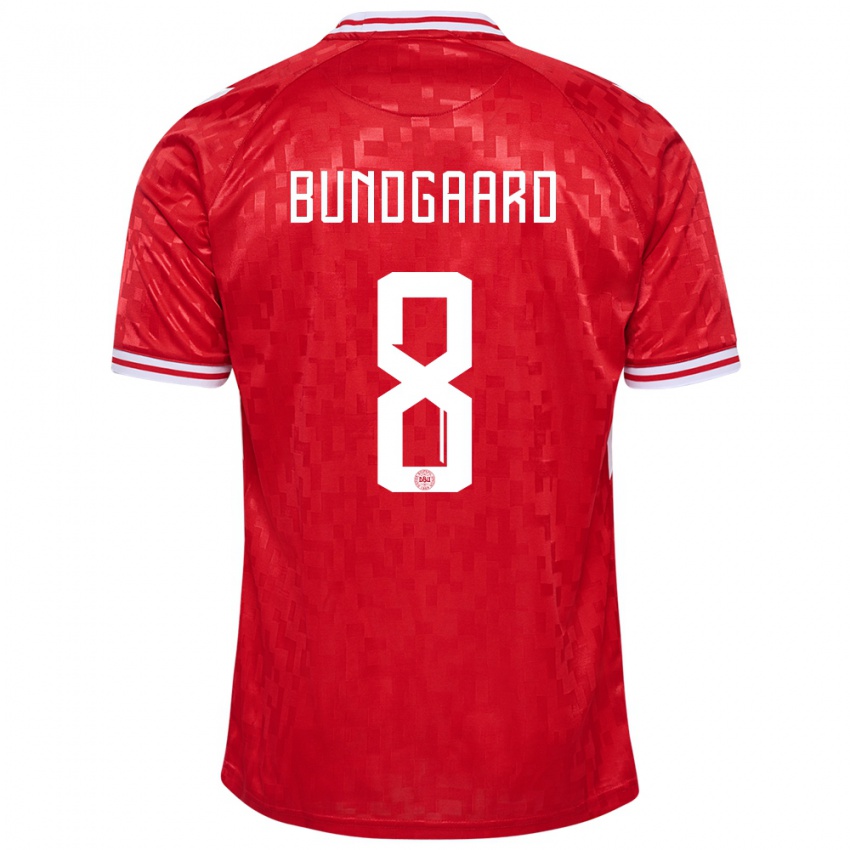 Enfant Maillot Danemark Filip Bundgaard #8 Rouge Tenues Domicile 24-26 T-Shirt Suisse