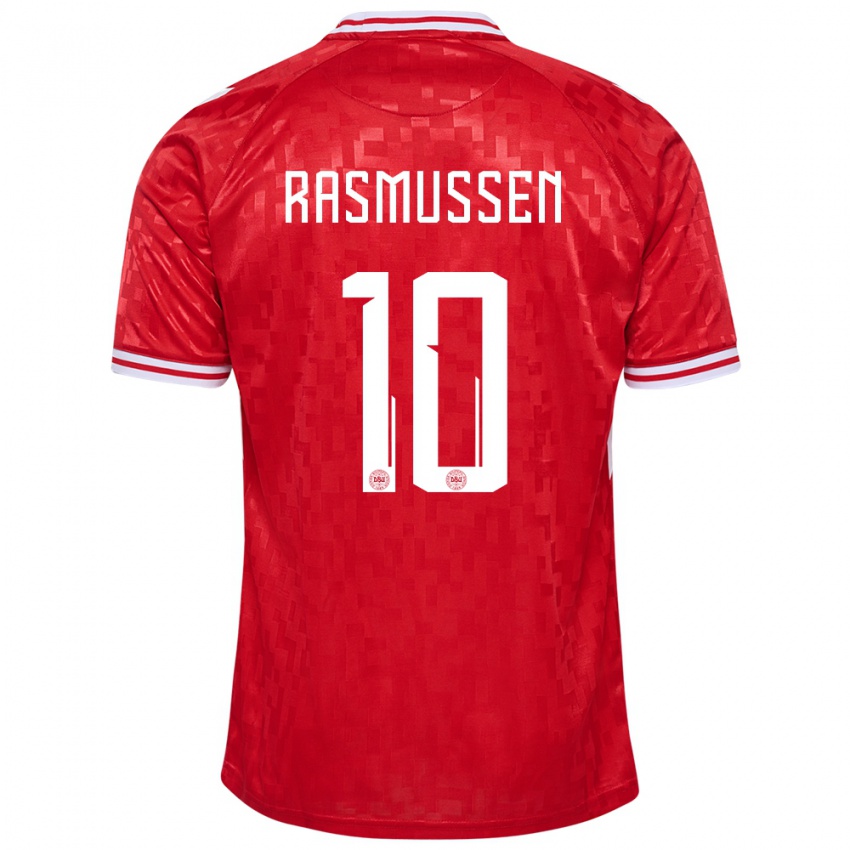 Kinder Dänemark Christian Rasmussen #10 Rot Heimtrikot Trikot 24-26 T-Shirt Schweiz
