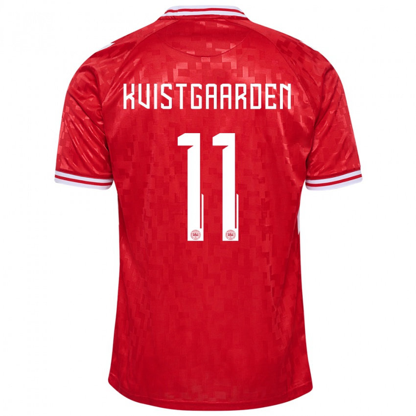 Enfant Maillot Danemark Mathias Kvistgaarden #11 Rouge Tenues Domicile 24-26 T-Shirt Suisse