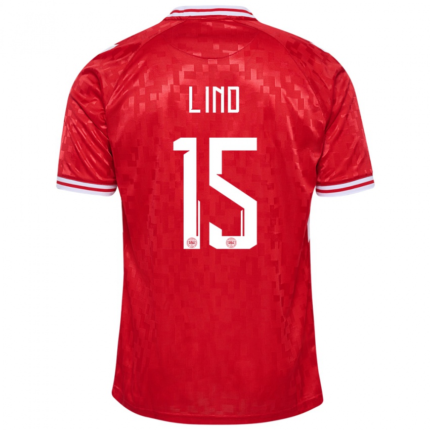 Kinder Dänemark Victor Lind #15 Rot Heimtrikot Trikot 24-26 T-Shirt Schweiz