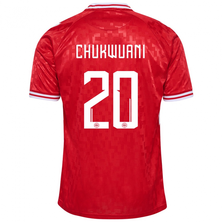 Kinder Dänemark Tochi Chukwuani #20 Rot Heimtrikot Trikot 24-26 T-Shirt Schweiz