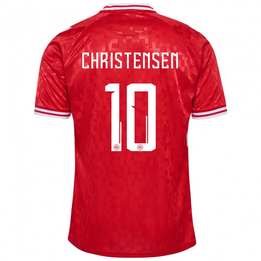 Kinder Dänemark Gustav Christensen #10 Rot Heimtrikot Trikot 24-26 T-Shirt Schweiz