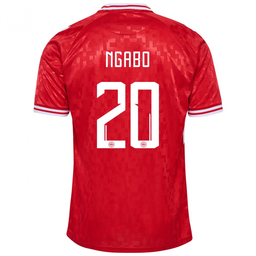 Enfant Maillot Danemark Sanders Ngabo #20 Rouge Tenues Domicile 24-26 T-Shirt Suisse