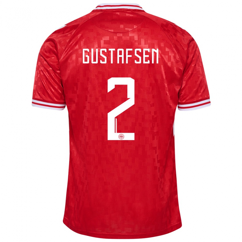 Kinder Dänemark Victor Gustafsen #2 Rot Heimtrikot Trikot 24-26 T-Shirt Schweiz