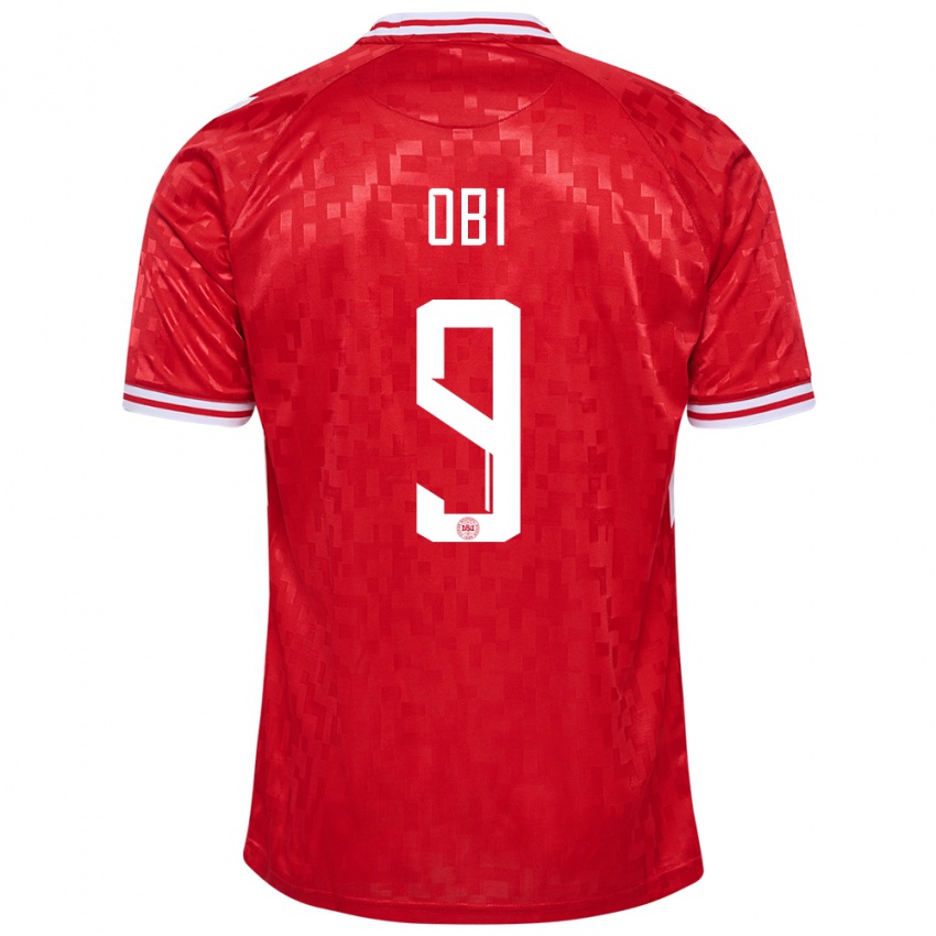 Kinder Dänemark Chido Obi #9 Rot Heimtrikot Trikot 24-26 T-Shirt Schweiz