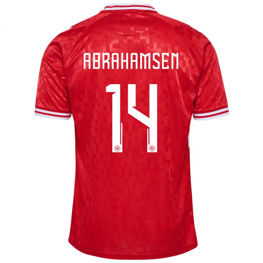 Kinder Dänemark Mads Abrahamsen #14 Rot Heimtrikot Trikot 24-26 T-Shirt Schweiz