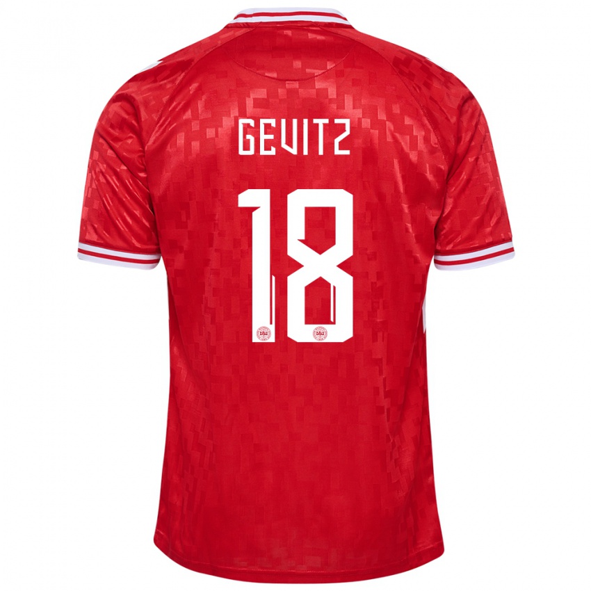 Kinder Dänemark Luna Gevitz #18 Rot Heimtrikot Trikot 24-26 T-Shirt Schweiz