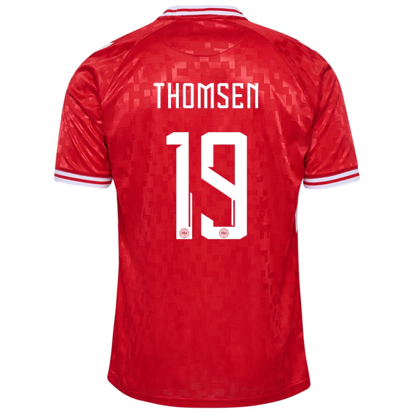 Kinder Dänemark Janni Thomsen #19 Rot Heimtrikot Trikot 24-26 T-Shirt Schweiz