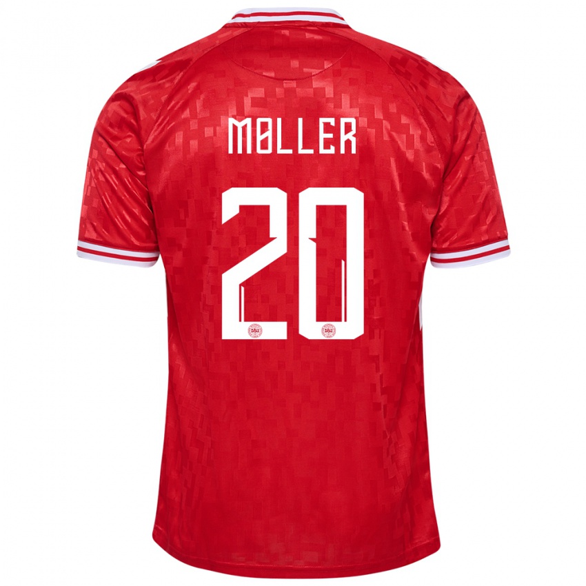 Kinder Dänemark Caroline Moller #20 Rot Heimtrikot Trikot 24-26 T-Shirt Schweiz