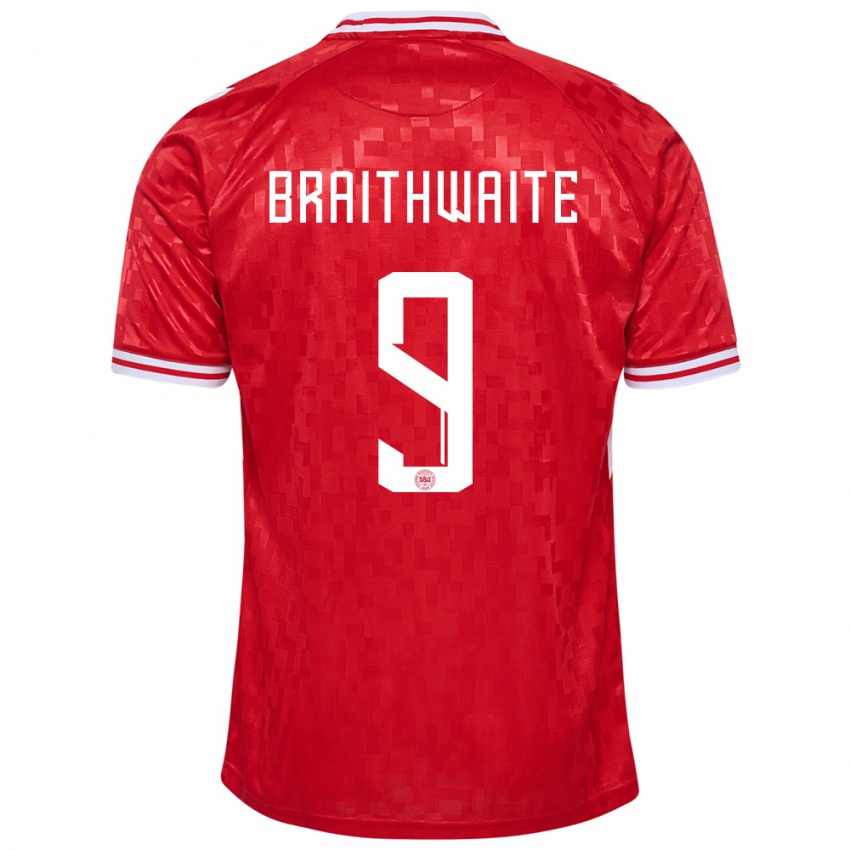 Enfant Maillot Danemark Martin Braithwaite #9 Rouge Tenues Domicile 24-26 T-Shirt Suisse