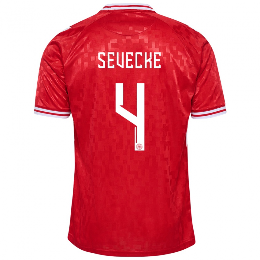 Enfant Maillot Danemark Rikke Sevecke #4 Rouge Tenues Domicile 24-26 T-Shirt Suisse