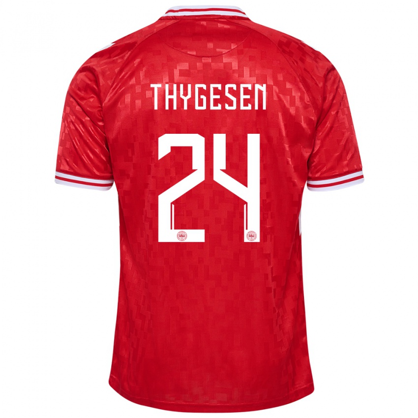 Kinder Dänemark Sarah Thygesen #24 Rot Heimtrikot Trikot 24-26 T-Shirt Schweiz