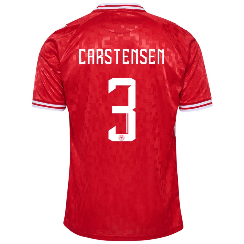 Kinder Dänemark Rasmus Carstensen #3 Rot Heimtrikot Trikot 24-26 T-Shirt Schweiz
