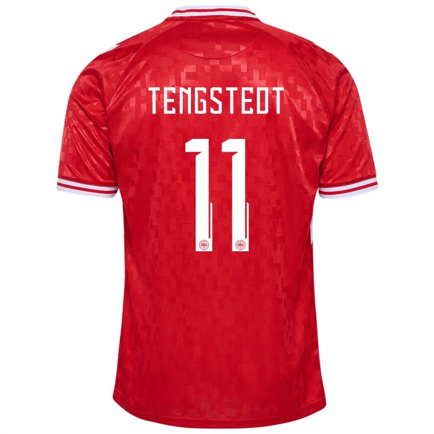 Kinder Dänemark Casper Tengstedt #11 Rot Heimtrikot Trikot 24-26 T-Shirt Schweiz