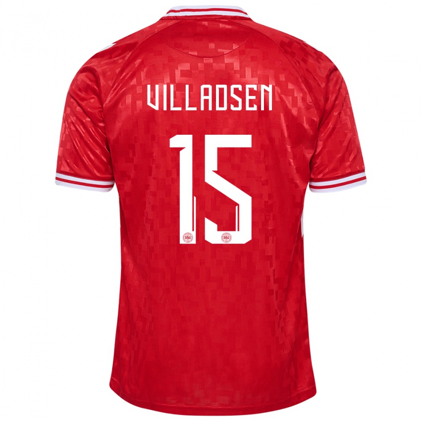 Kinder Dänemark Oliver Villadsen #15 Rot Heimtrikot Trikot 24-26 T-Shirt Schweiz