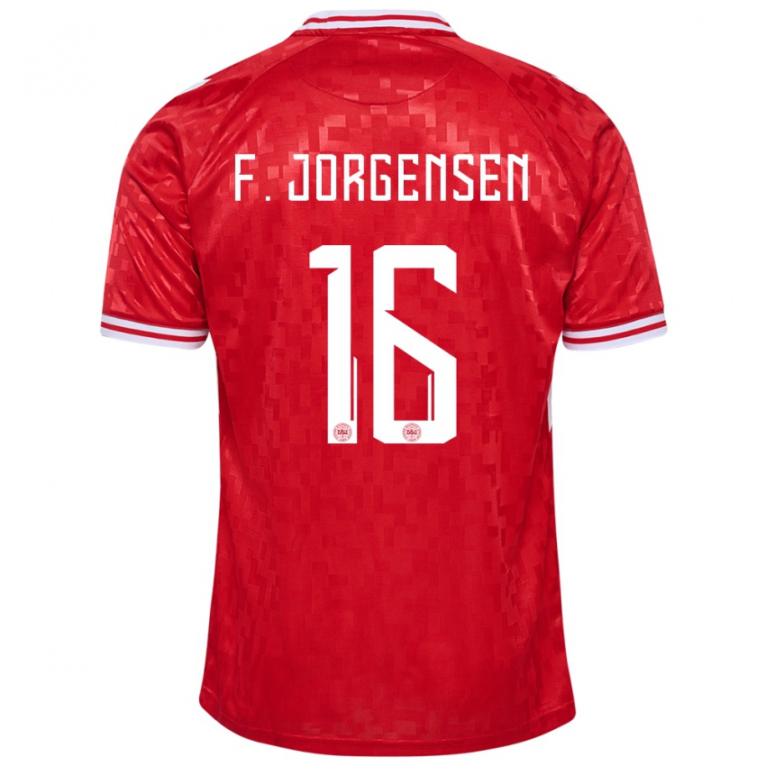 Kinder Dänemark Filip Jorgensen #16 Rot Heimtrikot Trikot 24-26 T-Shirt Schweiz