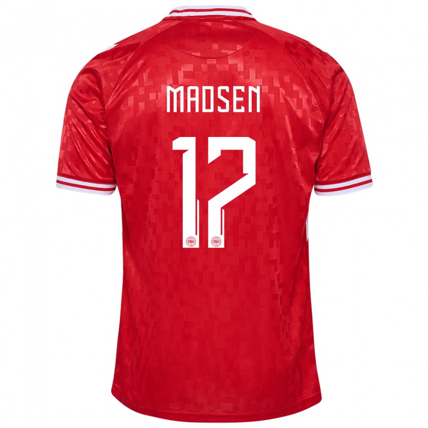 Kinder Dänemark Nicolas Madsen #17 Rot Heimtrikot Trikot 24-26 T-Shirt Schweiz