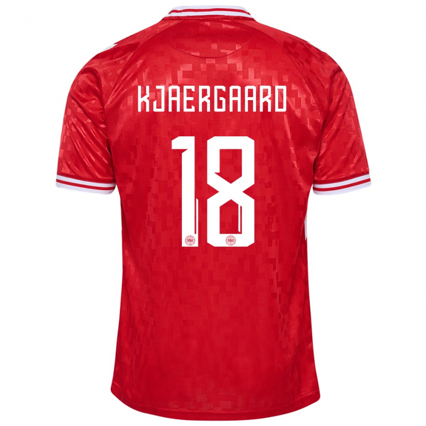 Enfant Maillot Danemark Maurits Kjaergaard #18 Rouge Tenues Domicile 24-26 T-Shirt Suisse
