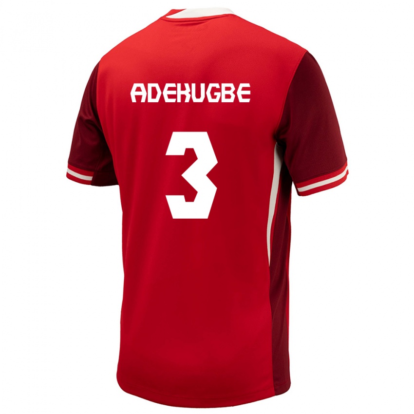 Enfant Maillot Canada Samuel Adekugbe #3 Rouge Tenues Domicile 24-26 T-Shirt Suisse