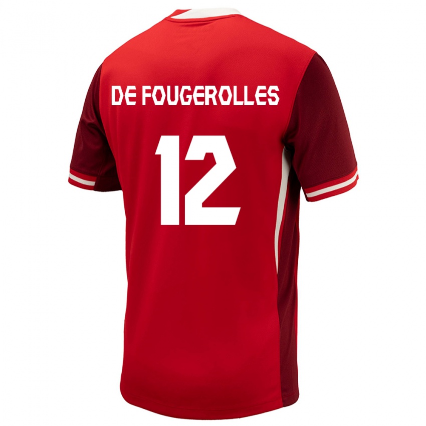 Enfant Maillot Canada Luc De Fougerolles #12 Rouge Tenues Domicile 24-26 T-Shirt Suisse