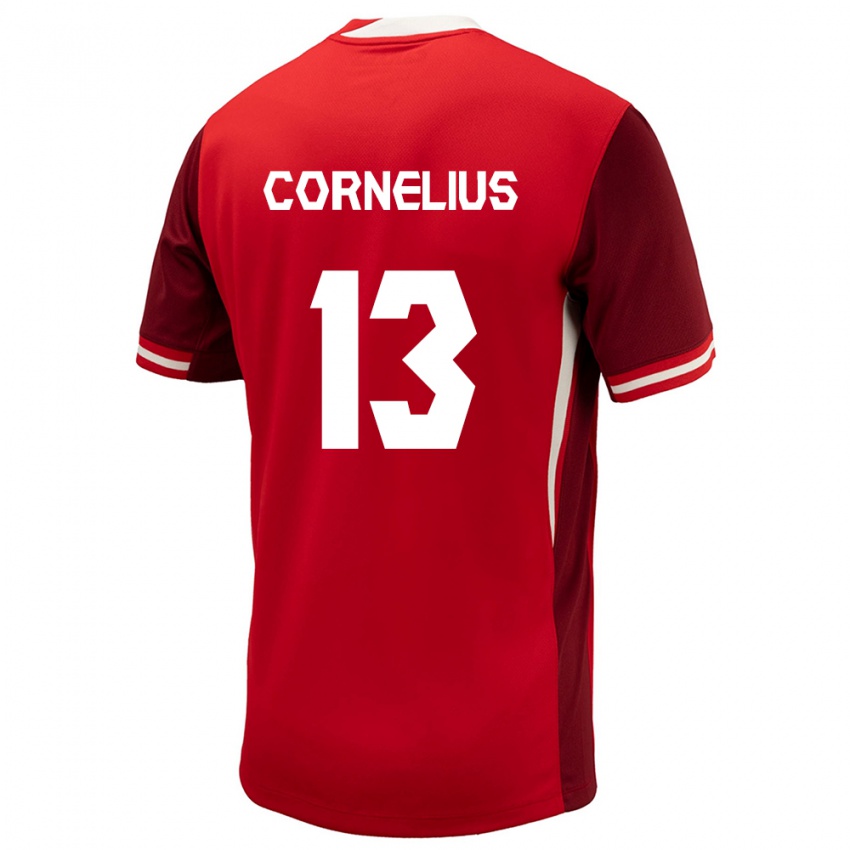 Enfant Maillot Canada Derek Cornelius #13 Rouge Tenues Domicile 24-26 T-Shirt Suisse