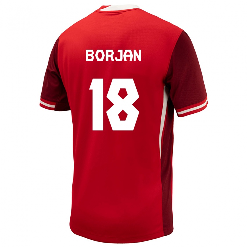 Enfant Maillot Canada Milan Borjan #18 Rouge Tenues Domicile 24-26 T-Shirt Suisse