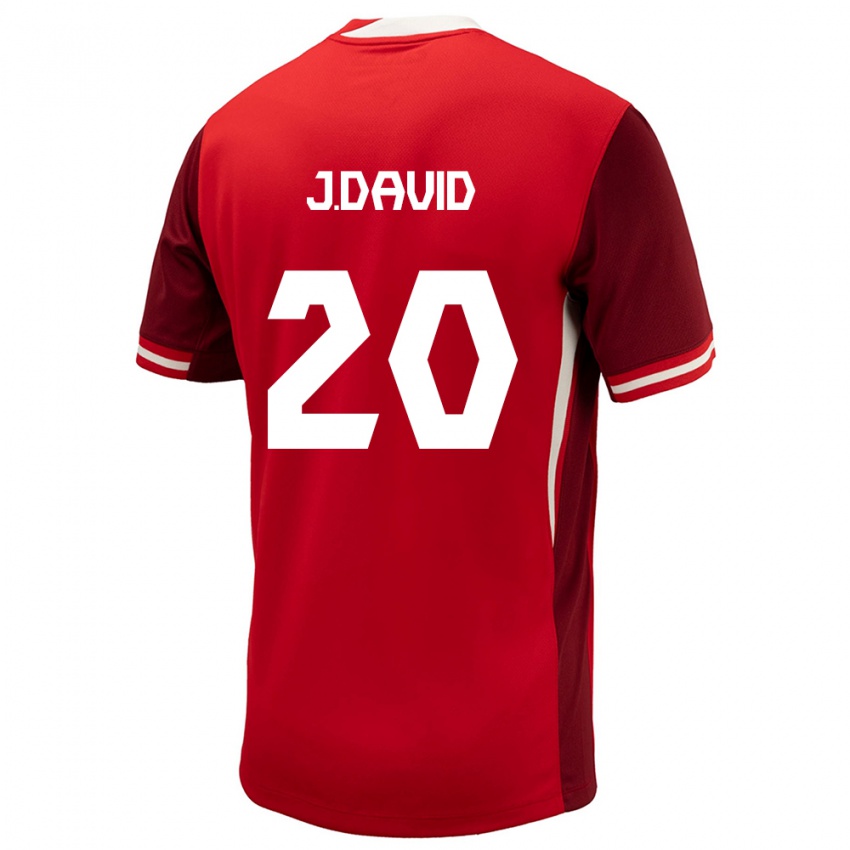 Enfant Maillot Canada Jonathan David #20 Rouge Tenues Domicile 24-26 T-Shirt Suisse