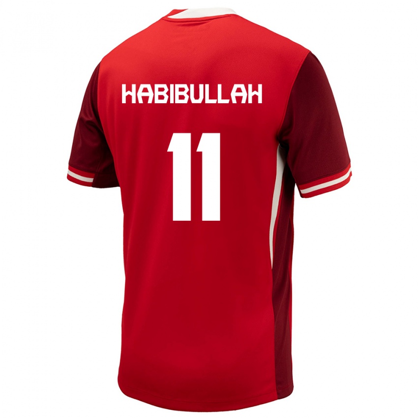 Enfant Maillot Canada Kamron Habibullah #11 Rouge Tenues Domicile 24-26 T-Shirt Suisse