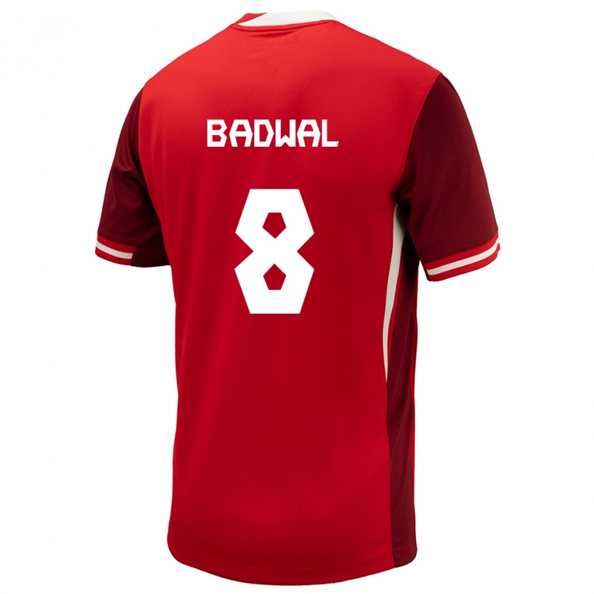 Enfant Maillot Canada Jeevan Badwal #8 Rouge Tenues Domicile 24-26 T-Shirt Suisse