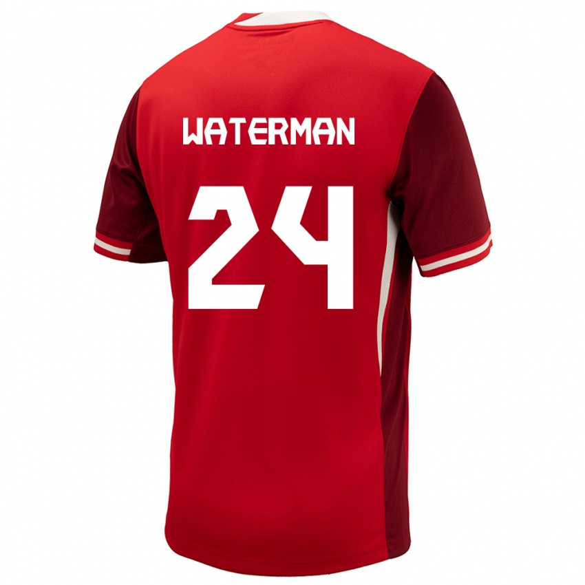 Enfant Maillot Canada Joel Waterman #24 Rouge Tenues Domicile 24-26 T-Shirt Suisse