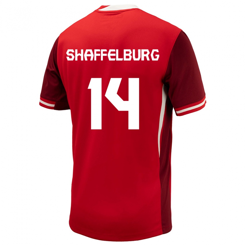 Enfant Maillot Canada Jacob Shaffelburg #14 Rouge Tenues Domicile 24-26 T-Shirt Suisse